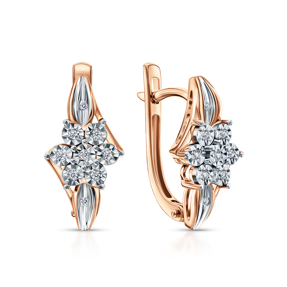 Золотые серьги с бриллиантами природными