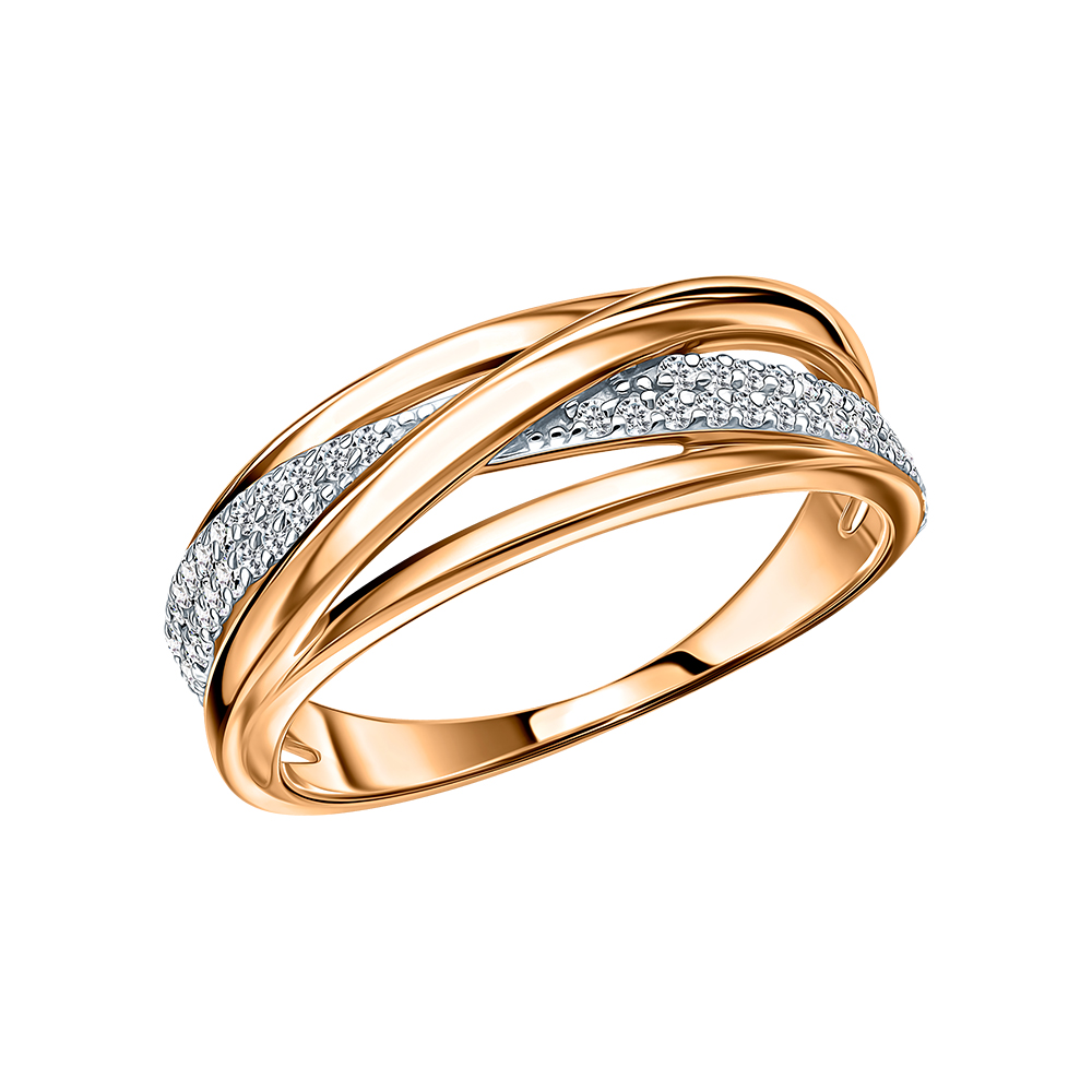 Золотое кольцо с бриллиантами природными