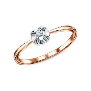 Золотое кольцо с бриллиантами природными