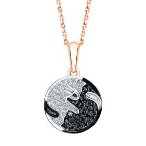 Золотая подвеска с бриллиантами природным и бриллиантами черными природными