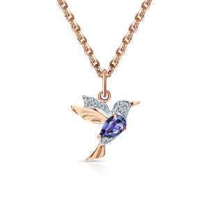 Золотая подвеска с бриллиантами природными и танзанитами природными