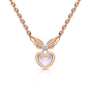 Золотое шейное украшение с бриллиантами природными и перламутром природным