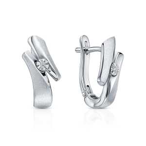 Серебряные серьги с бриллиантами природными