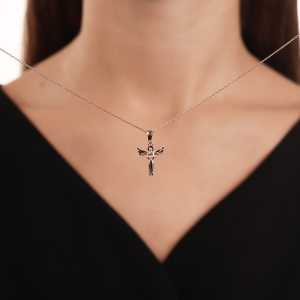 Золотой крест-подвеска с бриллиантами природными