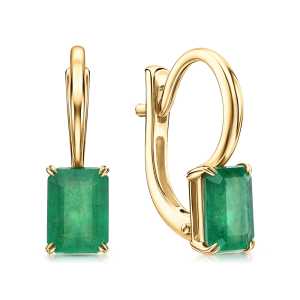 Золотые серьги с изумрудами природными