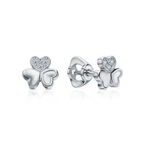 Серебряные серьги с бриллиантами природными