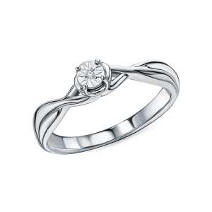 Серебряное кольцо с бриллиантом