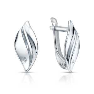 Серебряные серьги с бриллиантами природными