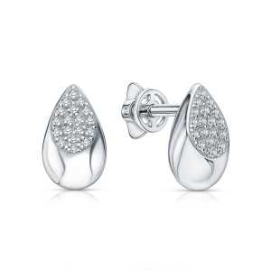 Серебряные серьги с бриллиантами природными