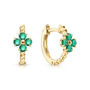 Золотые серьги с изумрудами природными