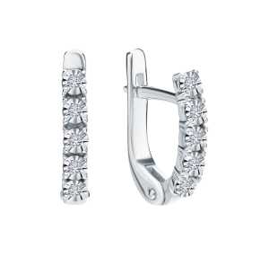 Серебряные серьги с бриллиантами природными